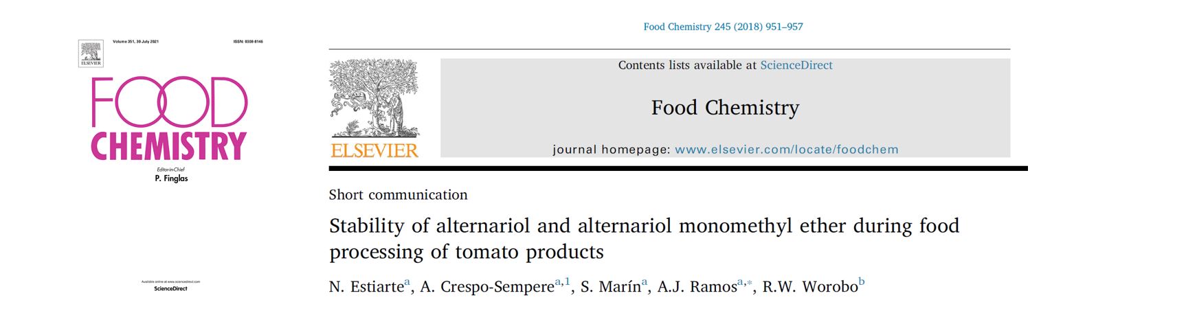 Portada Stability of alternariol and alternariol monomethyl ether during food processing of tomato products.