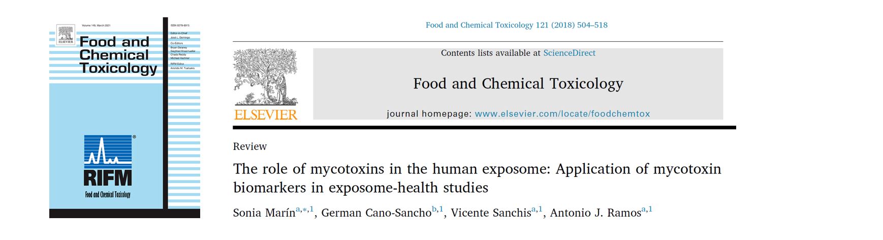 Portada The role of mycotoxins in the Human Exposome: application of mycotoxin biomarkers in exposome-health studies.