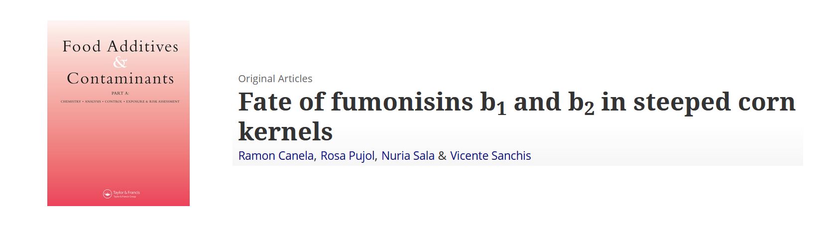 Portada Fate of fumonisins b1 and b2 in steeped corn kernels.