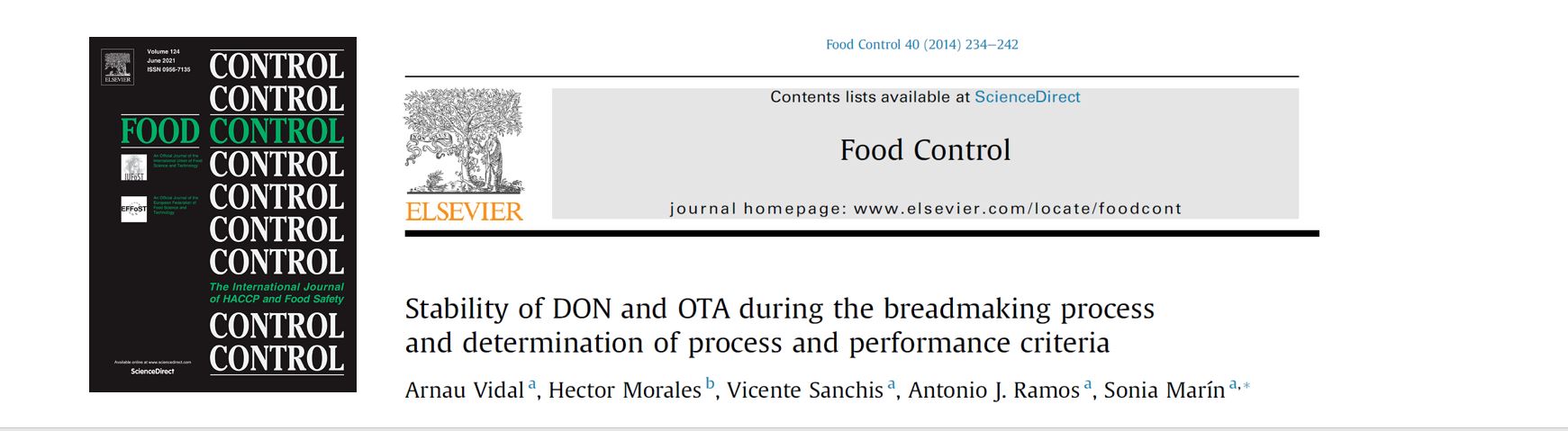 Portada Stability of DON and OTA during the breadmaking process and determination of process and performance criteria