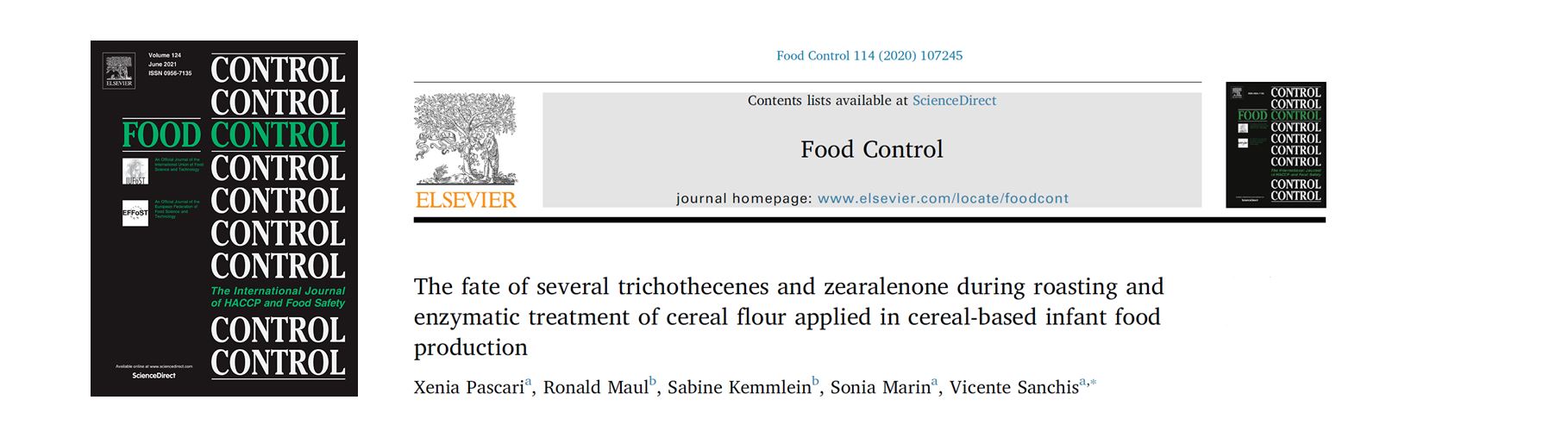 Portada The fate of several trichothecenes and zearalenone during roasting and enzymatic treatment of cereal flour applied in cereal-based infant food production.