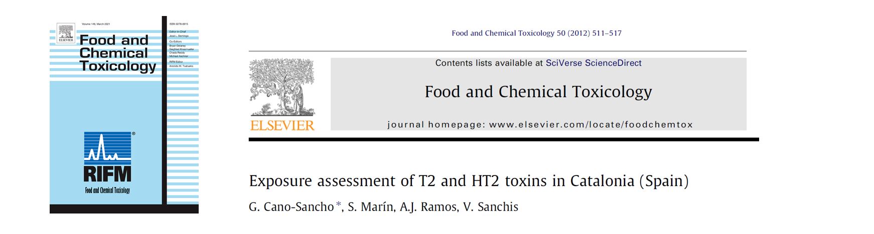 Portada Exposure assessment of T2 and HT2 toxins in Catalonia (Spain).
