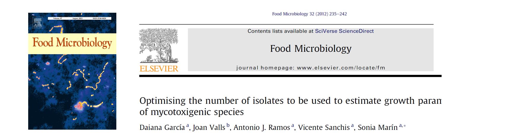Portada Optimising the number of isolates to be used to estimate growth parameters of mycotoxigenic species.