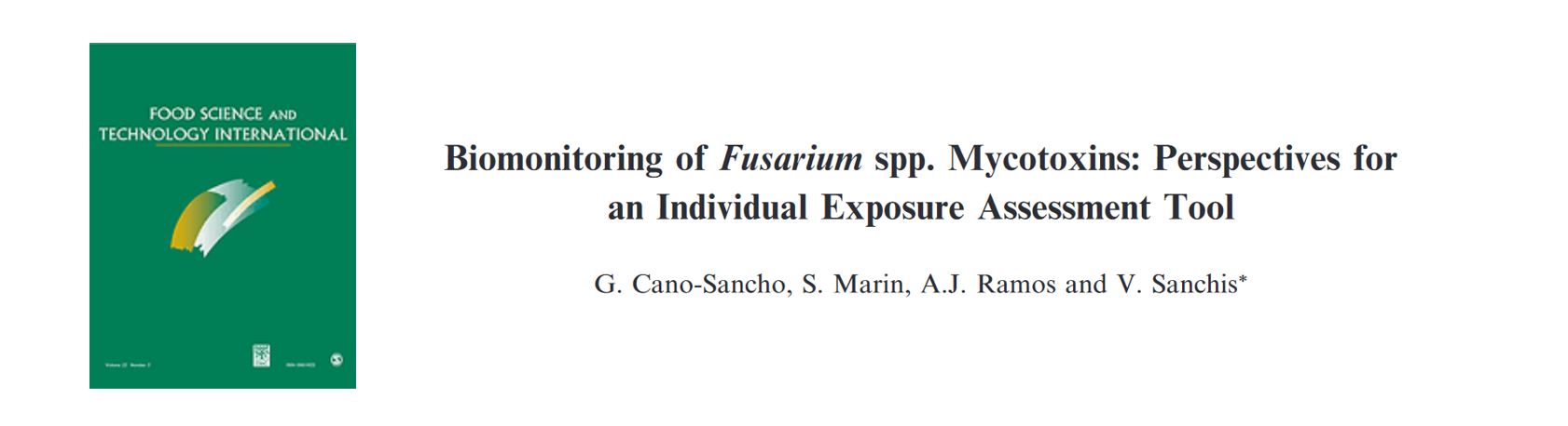 Portada Biomonitoring of fusarium spp. mycotoxins: Perspectives for an individual exposure assessment tool.