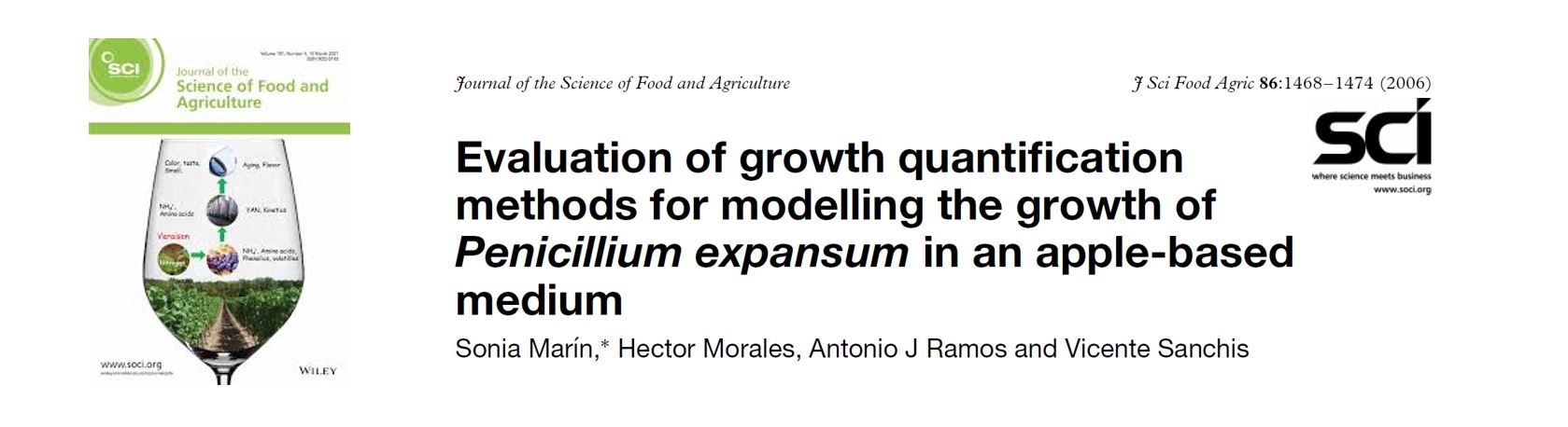 Portada Evaluation of growth quantification methods for modelling the growth of Penicillium expansum in an apple-based medium.