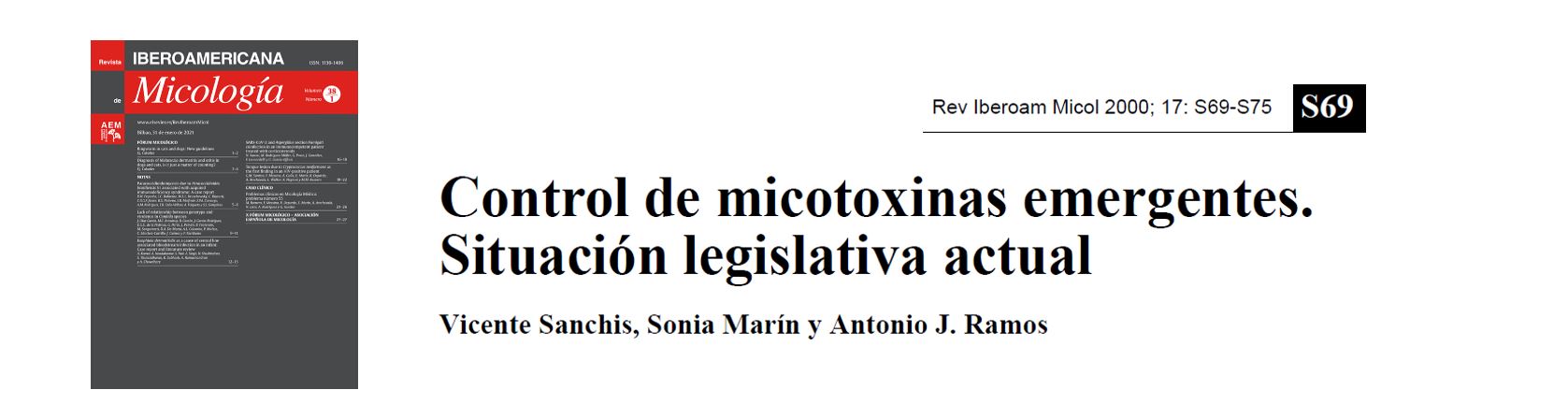 Portada Control de micotoxinas emergentes. Situacion legislativa actual.
