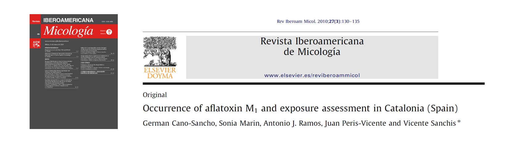 Portada Occurrence of aflatoxin M1 and exposure assessment in Catalonia (Spain).