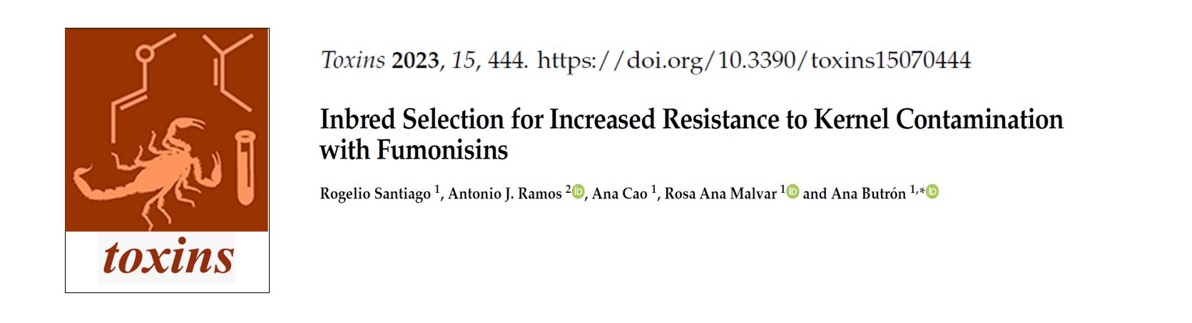 Inbred selection for increased resistance to kernel contamination with fumonisins.